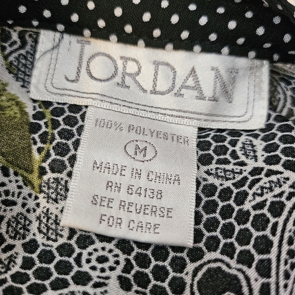 Jordan Sheer V neck button Up Blouse 100% Polyester Polka Dots Floral Size M - Picture 7 of 7